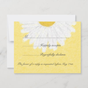 White Daisy em Yellow Wedding RSVP