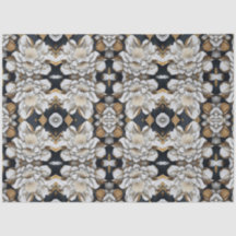 White e Dourado Papel Floral Moderno