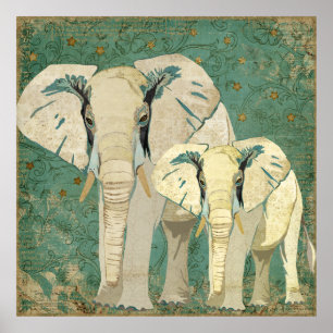 White Elephants Starry Night Poster
