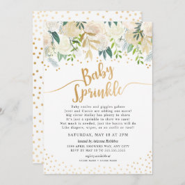 White Floral Baby Sprinkle Convite
