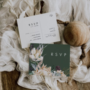 White Floral   Cartão postal RSVP de Casamento Ver