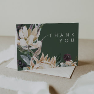 White Floral Cartões de agradecimentos verde esc