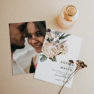 White Floral   Convite Casual para Casamento de Fo