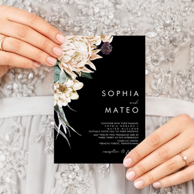 White Floral | Convite para Casamento Negro (Criador carregado)