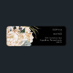 White Floral | Etiqueta de Endereço de Devolução P<br><div class="desc">Nós projetamos este White Floral | Rótulo de endereço de retorno preto para completar seu casamento tropical escuro rústico. Com a sua aquarela boêmica verde para as suas modernas flores boho de inverno, incluindo protea, dahlia, e lótus secos, a design deve decolar o seu tema ensombrado, minimalista, preto e verde....</div>