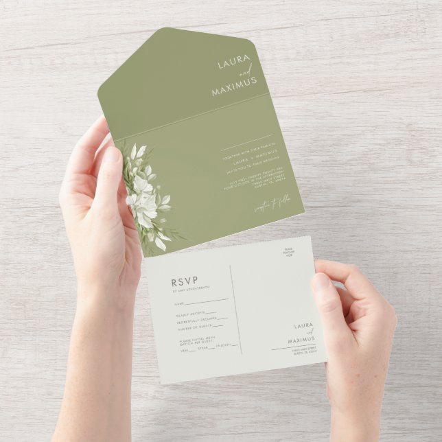 White Floral Greenery Wedding (Aba destacável)
