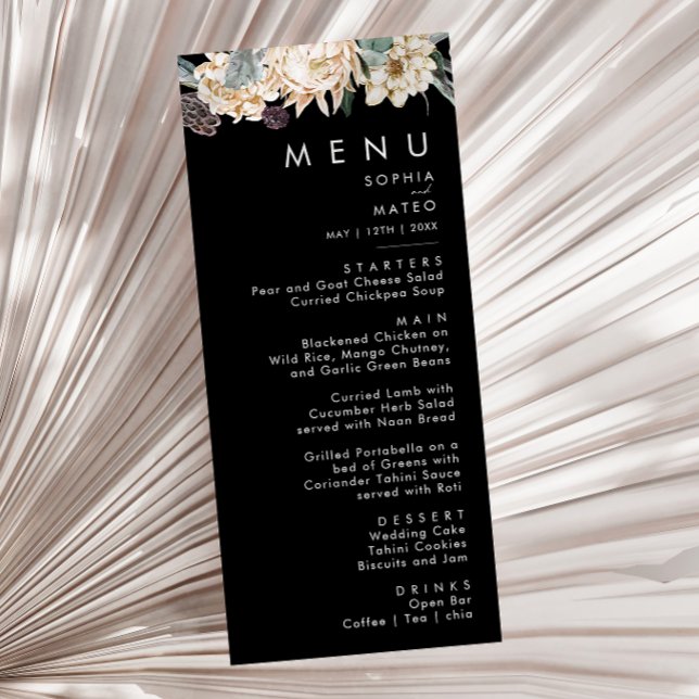 White Floral | Menu Janto Casamento Negro (Criador carregado)