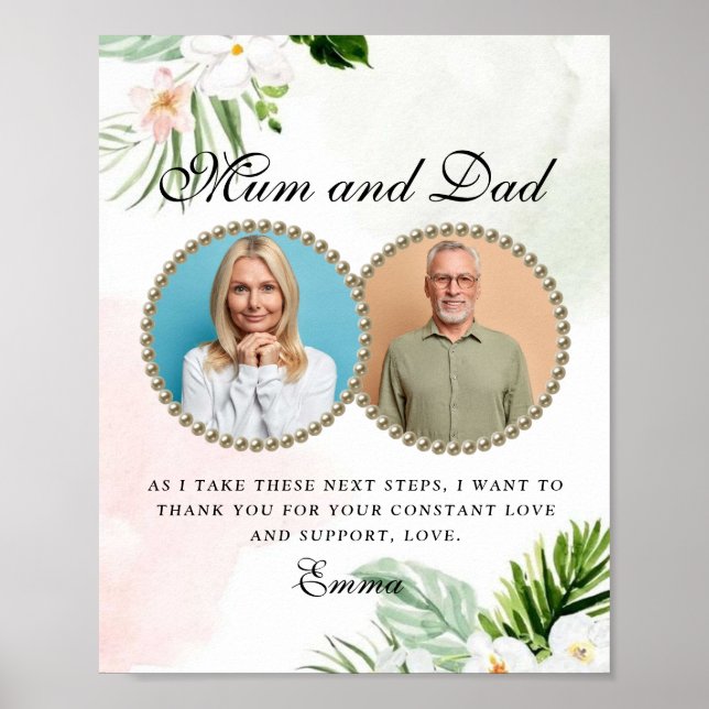 White Floral Parents of the Bride Gift Poster (Frente)