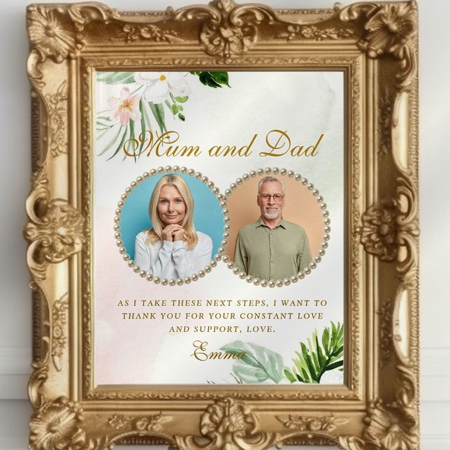 White Floral Parents of the Bride Gift Poster (Criador carregado)