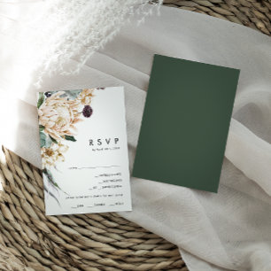White Floral   Placa RSVP de Escolha do Menu Verde