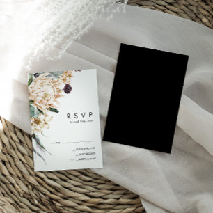 White Floral   Placa RSVP Preta