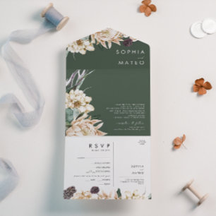 White Floral Selo Verde Escuro E Envio
