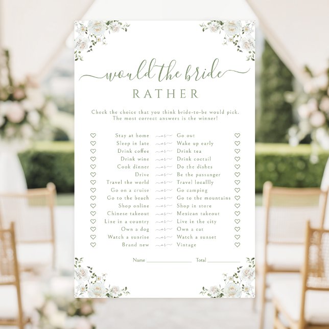 White Flower Would she rather Bridal Shower Game (Criador carregado)