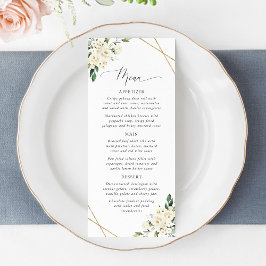 White Flowers, Cream Flowers, Bridal Shower Menu