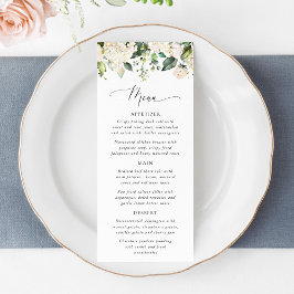 White Flowers, Cream Flowers, Bridal Shower Menu