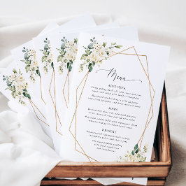 White Flowers, Cream Flowers, Bridal Shower Menu