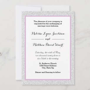 White Glitter & Purple - Convite de Casamento