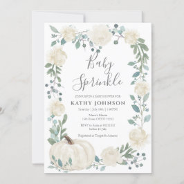 White Greenery Pumpkin Baby Sprinkle Convite
