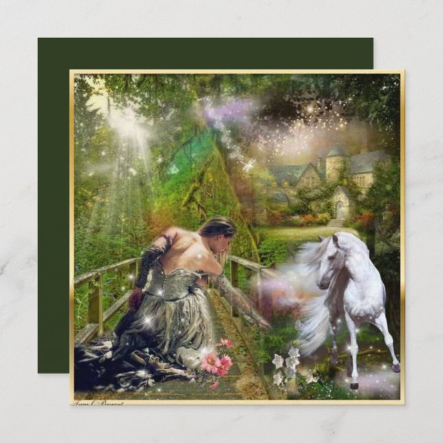 White Horse e Princesa Fantasy Card (Frente/Verso)