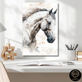 White Horse Watercolor Art Downloadable Poster 