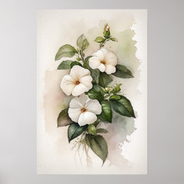 White Impatits Flower Art Impressão Poster
