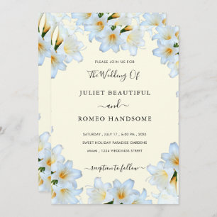 White Lily Flowers Enquadrado Convite Para Casamen