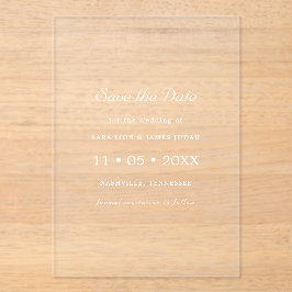 White Minimal Modern Save the Date Card