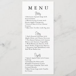 White Minimalist Modern Wedding Menu