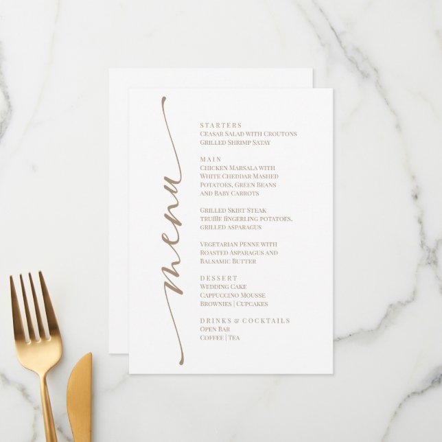 White Modern Elegant Menu  (Frente/Verso In Situ)