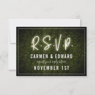 White Neon Boxwood Weding RSVP