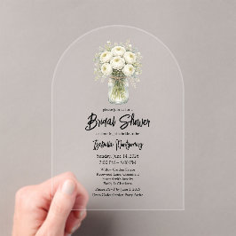 White Palette Ranunculus Mason Jar Bridal Shower
