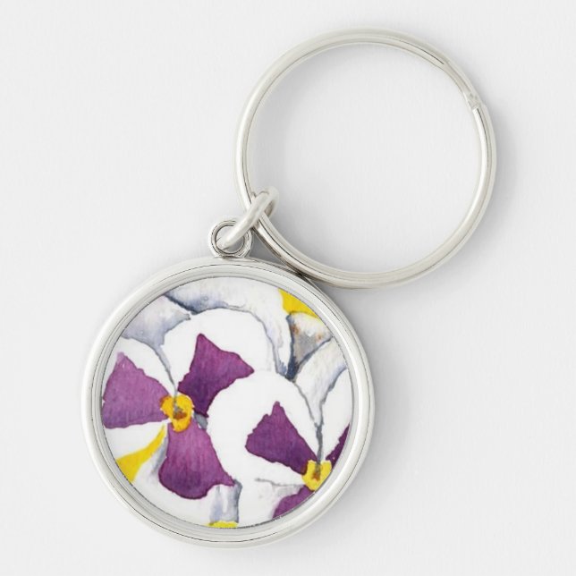 "White Pansy" Chaveiro Floral (Frente)