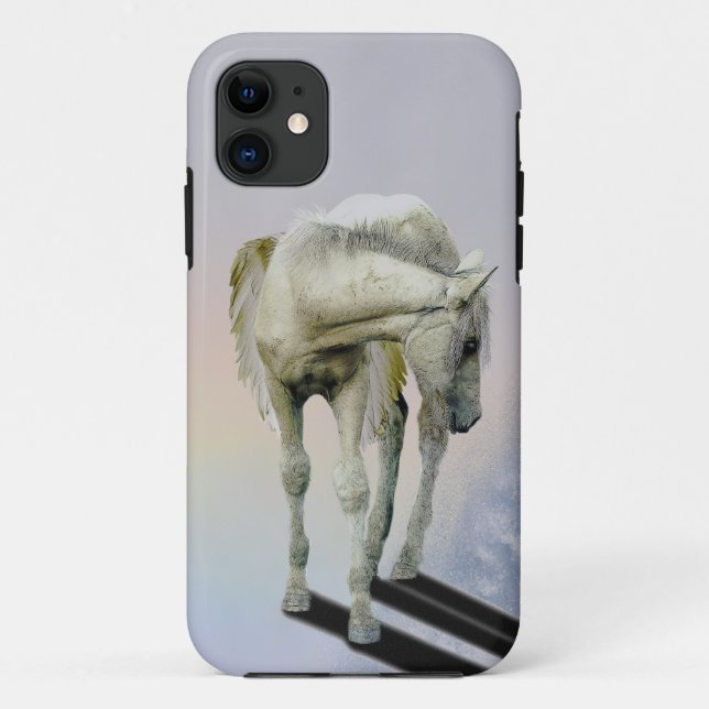 White Pegasus Equine Fantasy Capa de telefone (Verso)