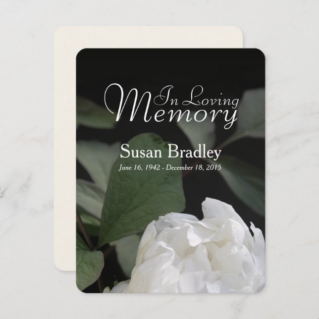 White Peony Memorial Funeral Anúncio I (Frente/Verso)