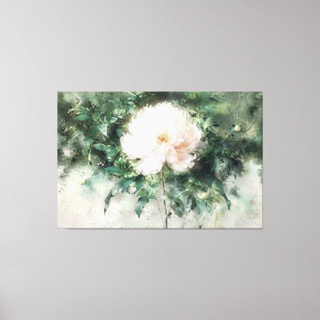 *~* White PEONY TV2 Art Stretch Canvas Print (Frente)