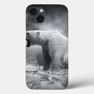 White Polar Bear Hunter on the Ice in water