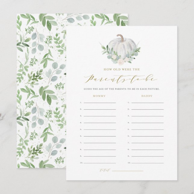 White Pumpkin Quantos Anos Tinha O Cartão De Jogo  (Frente/Verso)