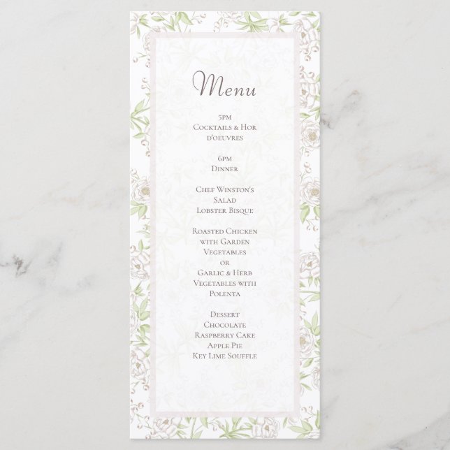 White Rose Classic Wedding Menus (Frente)