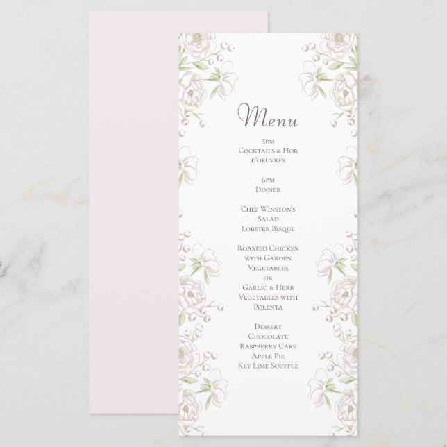 White Rose Classic Wedding Menus (Frente/Verso)