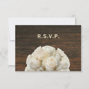White Roses & Barnwood Rustic Weding RSVP