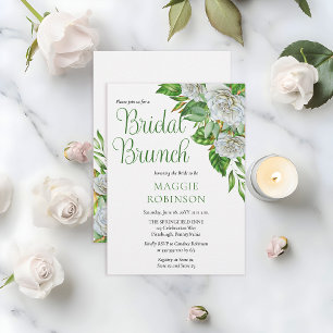 White Roses Boho Floral Bridal Brunch Convite