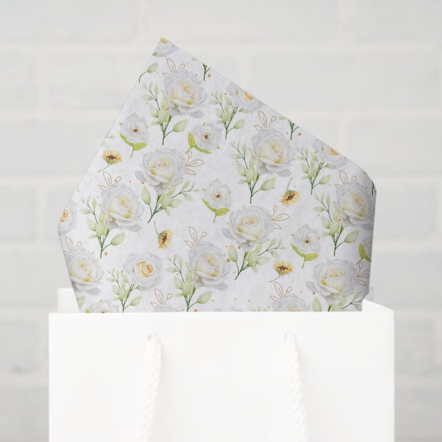 White Roses - Papel Tecidual (Sacola de presentes)