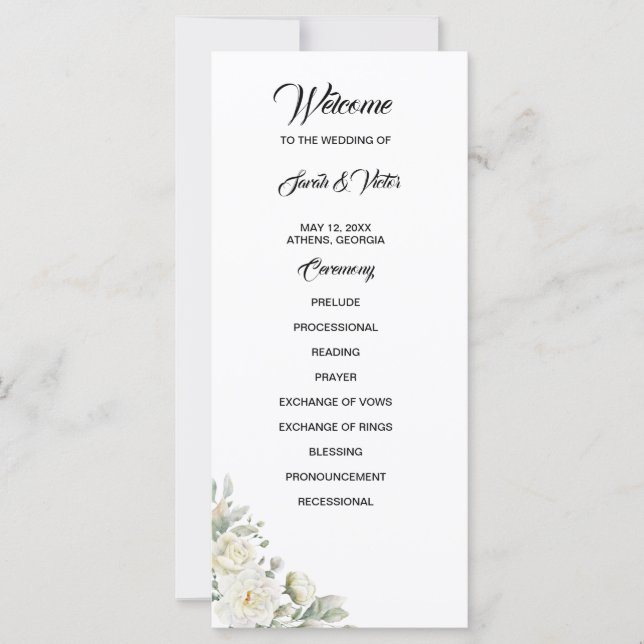 White Roses Program Card (Frente)