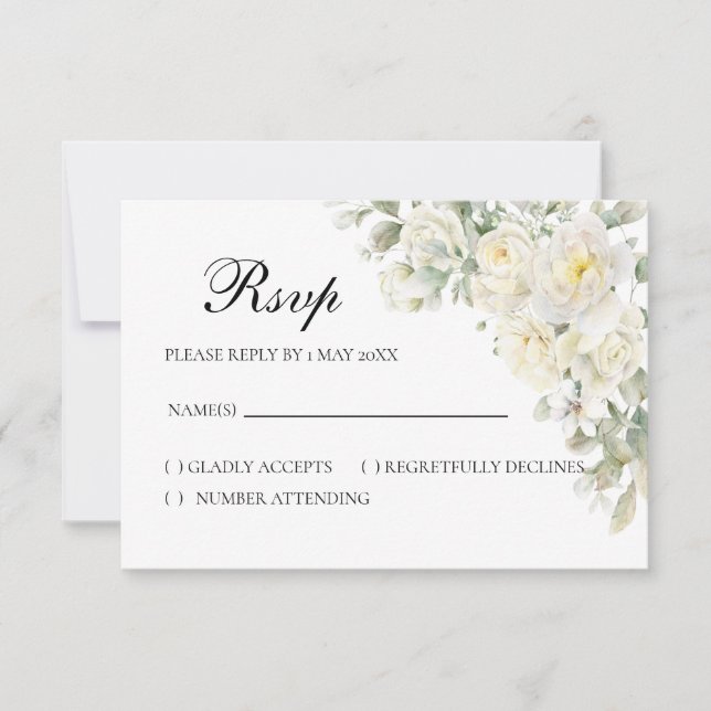 White Roses RSVP card (Frente)