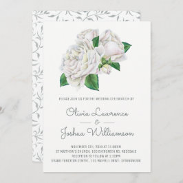 White Roses Watercolor Convites para Casamento