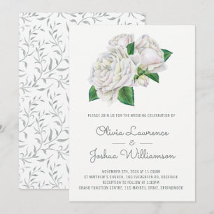 White Roses Watercolor Convites para Casamento
