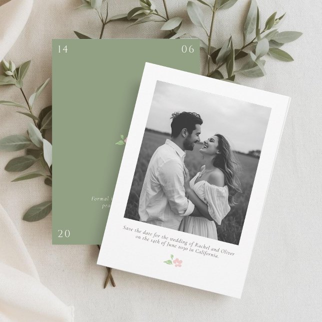 White & Sage | Chic Floral Wedding Save the Date (Criador carregado)