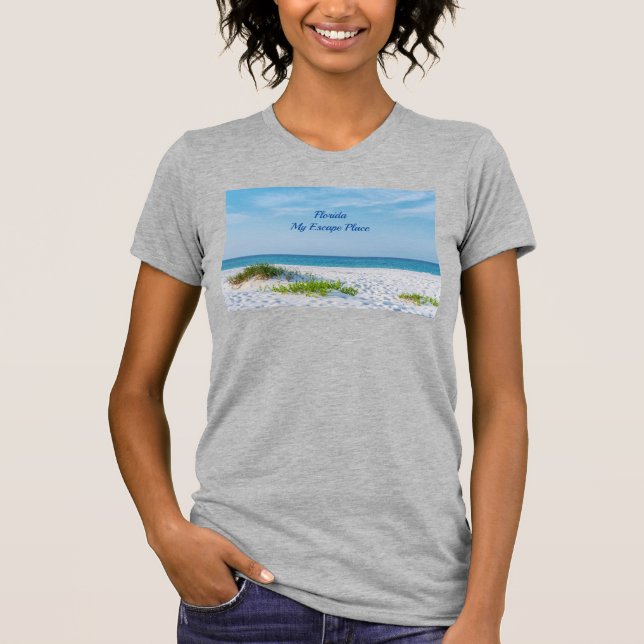 White Sandy Beach Florida Coastline T-Shirt (Frente)