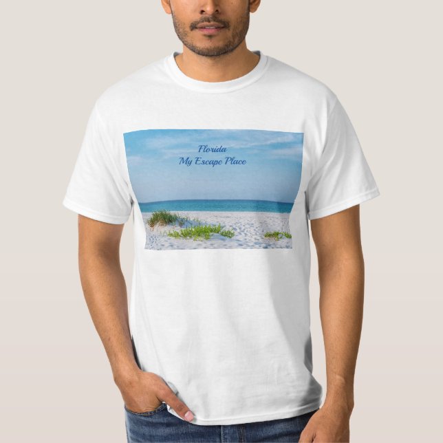 White Sandy Beach Florida Coastline T-Shirt (Frente)