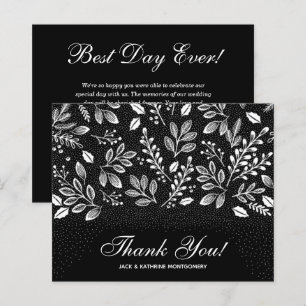 White Script Foliage do Orçamento Preto Obrigado